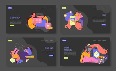 Dive into the dark mode of digital defense with captivating vectors Stock Illustration