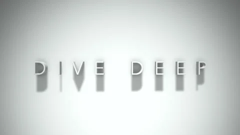 Dive Deep 3D title animation with shadows on a white background 스톡 동영상 296666225