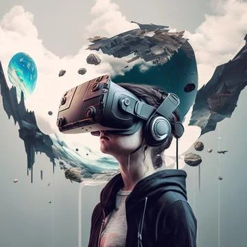 Dive into the incredible world of virtual reality Stock Illustration