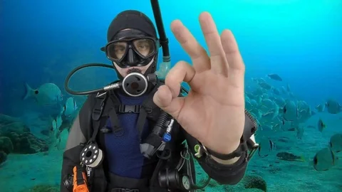 Dive instructor shows signal- OK Vidéo 122657611