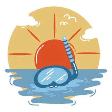 Dive Mask On Sea Stock-Illustration