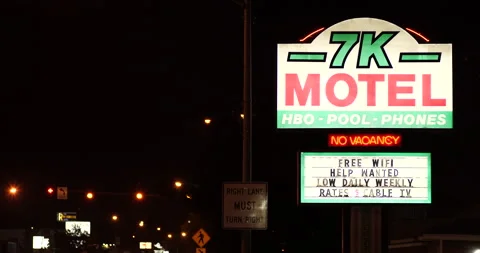 Dive motel sign at night Stock Footage 157372639