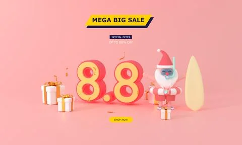 Dive summer with a cute 3D rendering of Santa Claus in a smiling diving suit Illustrazione stock