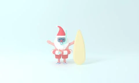 Dive summer with a cute 3D rendering of Santa Claus in a smiling diving suit Illustrazione stock