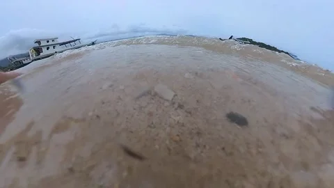 Dive into waves water at beach with sand, clear beach water 100 fps slowmotio Stock Footage 269493461
