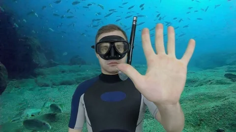 Divemaster counting to 10 Stock Footage 124047805