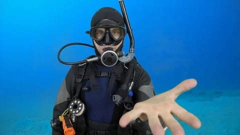 Divemaster shows signal -ask Stock Footage 129907620