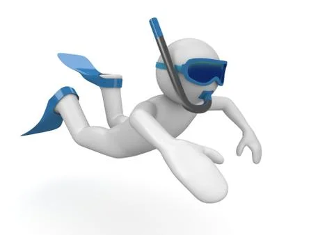 Diver (3d isolated on white background characters series) Illustrazione stock