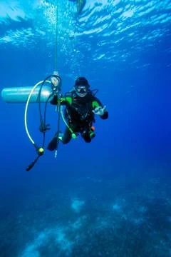 Diver with additional tank, Cuba Stock Photos