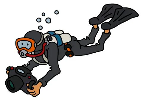 Diver with a camera Stock Illustration