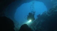 Diver In A Cave  Stock Footage