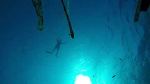 A diver from the deep Stock Footage 90028128