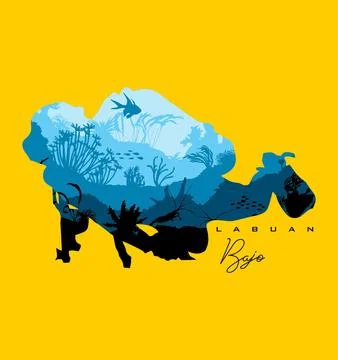 A diver with a deep sea pattern Stock Illustration