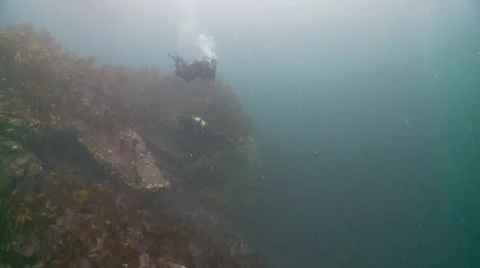 Diver desending wall 動画素材 12535430