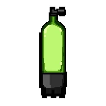 Diver diving cylinder pixel art vector illustration Stock Illustration