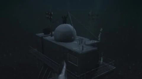 Diver exploring animated ice station underwater Vídeos de archivo 67554255