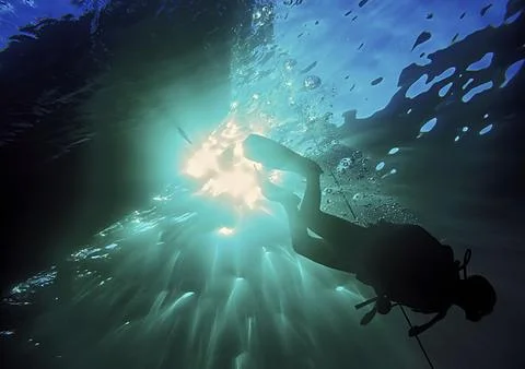 Diver Exploring the Deep Stock Photos