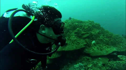 Diver exploring reef Stock Footage 26208529