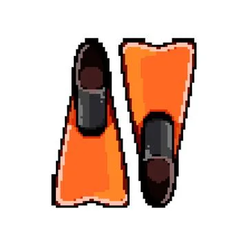 Diver flippers pixel art vector illustration Stock Illustration