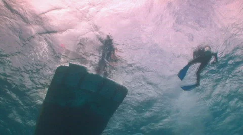 Diver jumping off boat Stock Footage 635928