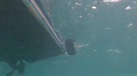 Diver jumps into the water and swims immediately past the camera 스톡 동영상 574553