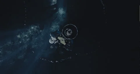 Diver making bubbles in a dark cave Stock Footage 270126597