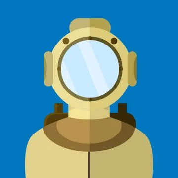 Diver in Old Suit Vector Illustration Stock Illustration