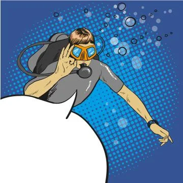 Diver pop art comic vector Stock Illustration
