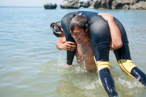 Diver rescue Foto stock