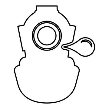 Diver in retro suit blowing bubble gum old vintage concept contour outline .. Stock Illustration