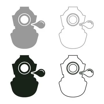 Diver in retro suit blowing bubble gum old vintage concept set icon grey bl.. イラスト素材