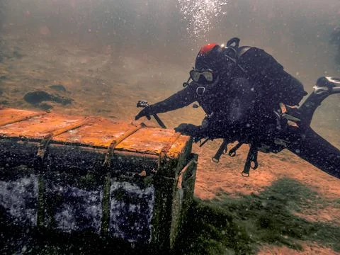 Diver rises to the surface Stock Photos