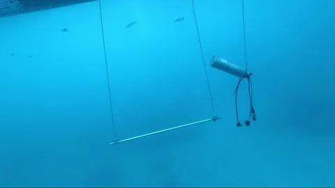 Diver Safety Stop Bar with Emergency Air Tank Video stock 329264917