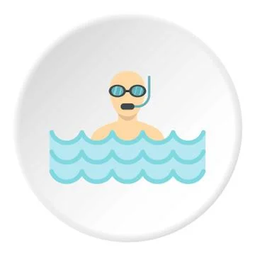 Diver with scuba icon circle Stock Illustration
