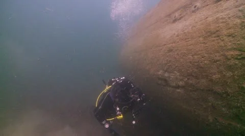 Diver ship wreck Stock Footage 12421838