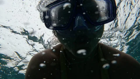 Diver Submerging Under Water Stock Footage 270335222
