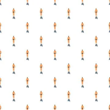 Diver swimming underwater pattern seamless background illustration Stock Illustration