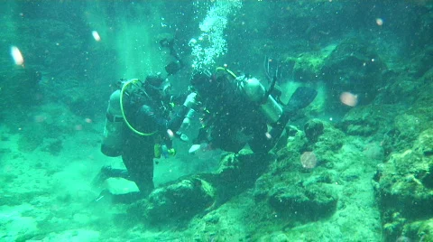 Diver Talk Stock Footage 739090