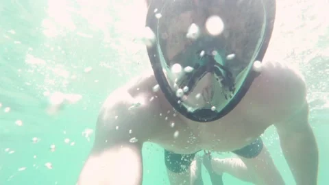 Diver Underwater Bright Sunlight Stock Footage 157669132