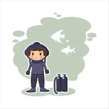 Diver in vector format. Stock Illustration