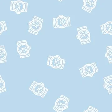 Diver watches line vector seamless pattern Stock Illustration