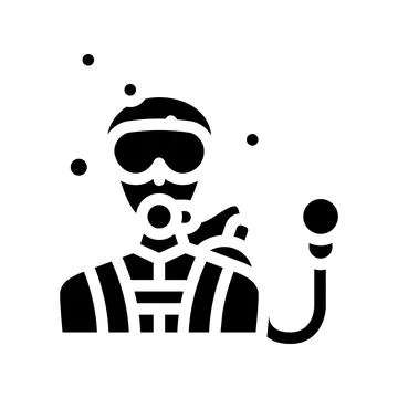 Diver worker glyph icon vector illustration black 库存插图