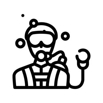 Diver worker line icon vector illustration flat Stock Illustration