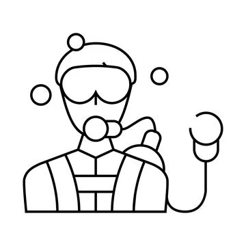 Diver worker line icon vector illustration flat Illustrazione stock