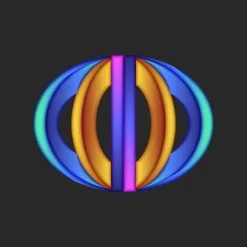 Divergent 3D three circles logo, gradient multicolored circular pattern geo.. イラスト素材