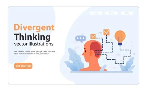 Divergent thinking concept. Flat vector illustration Stock Illustration