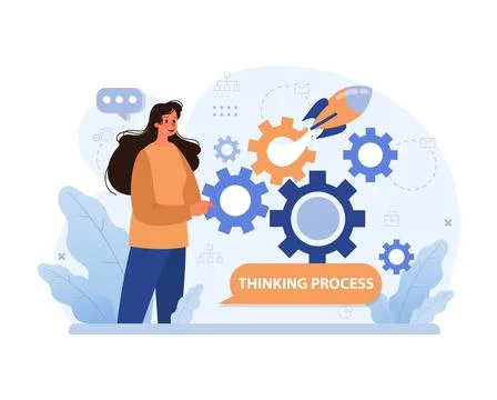 Divergent thinking process concept. Flat vector illustration Stock Illustration