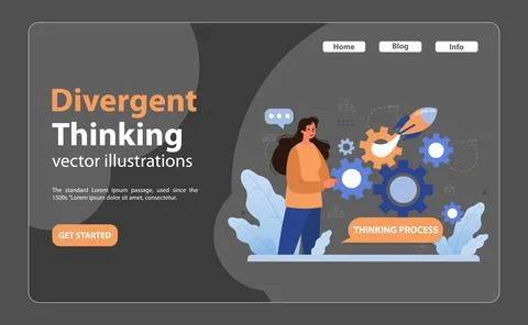 Divergent thinking process concept. Flat vector illustration Stock Illustration