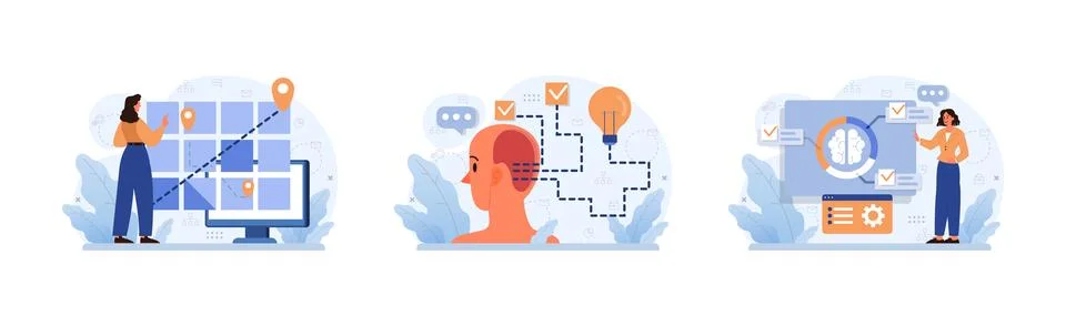Divergent Thinking set. Flat vector illustration Stock Illustration