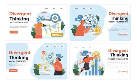 Divergent Thinking set. Flat vector illustration Illustrazione stock